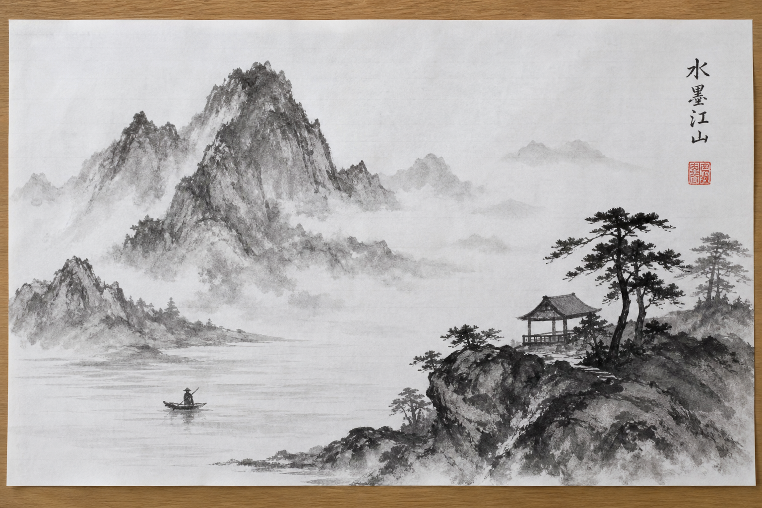 写真：ご自身が独学で描かれた水墨画・墨のみの作品があれば、その写真を入れてください。無ければこの箇所は削除可