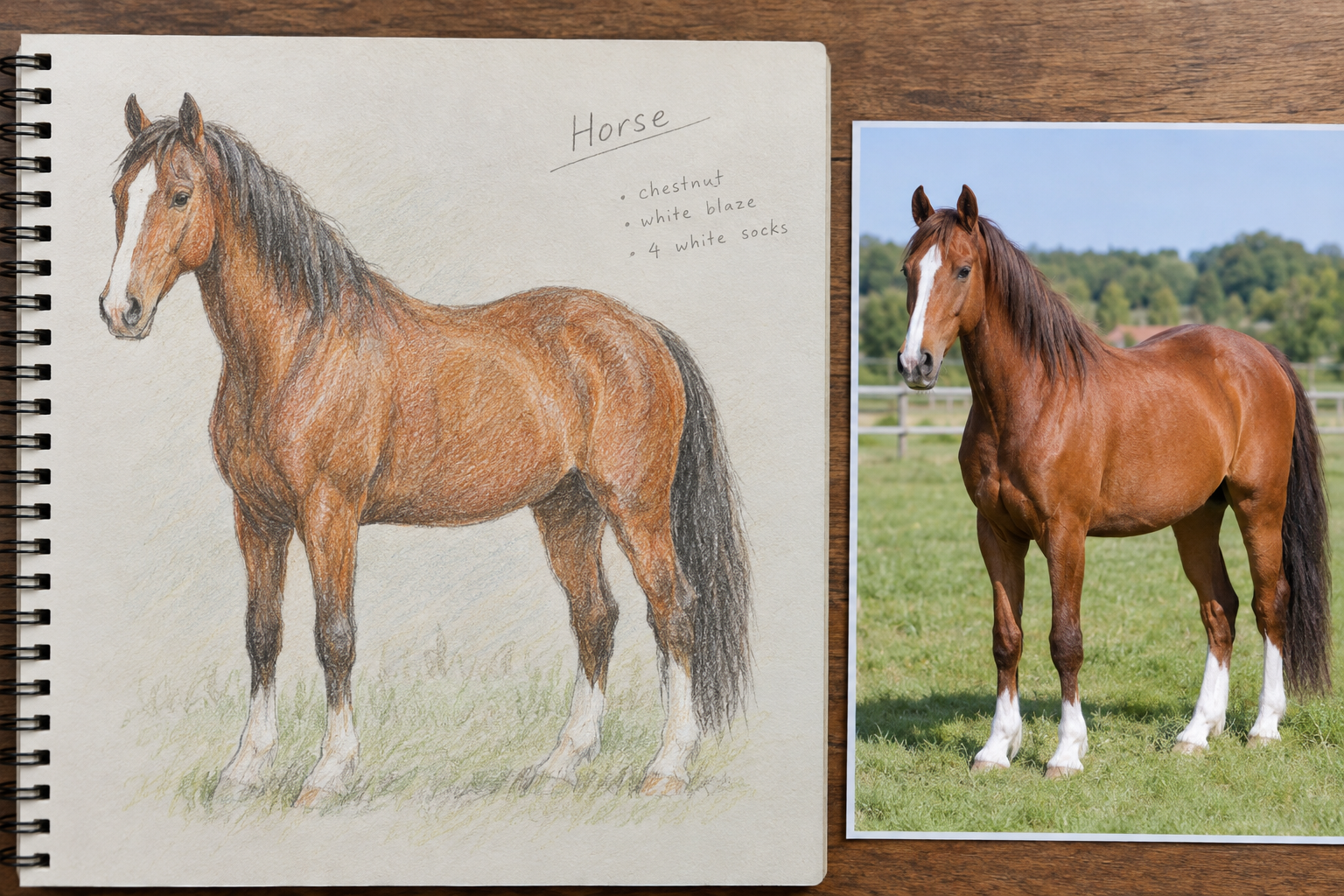 写真：ご自身が描いた馬の絵、もしくは参考にしている馬の資料写真を入れる