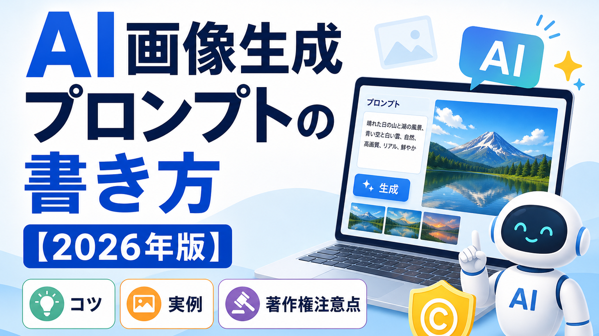 AI画像生成プロンプトの書き方【2026年版】コツ・実例・著作権注意点