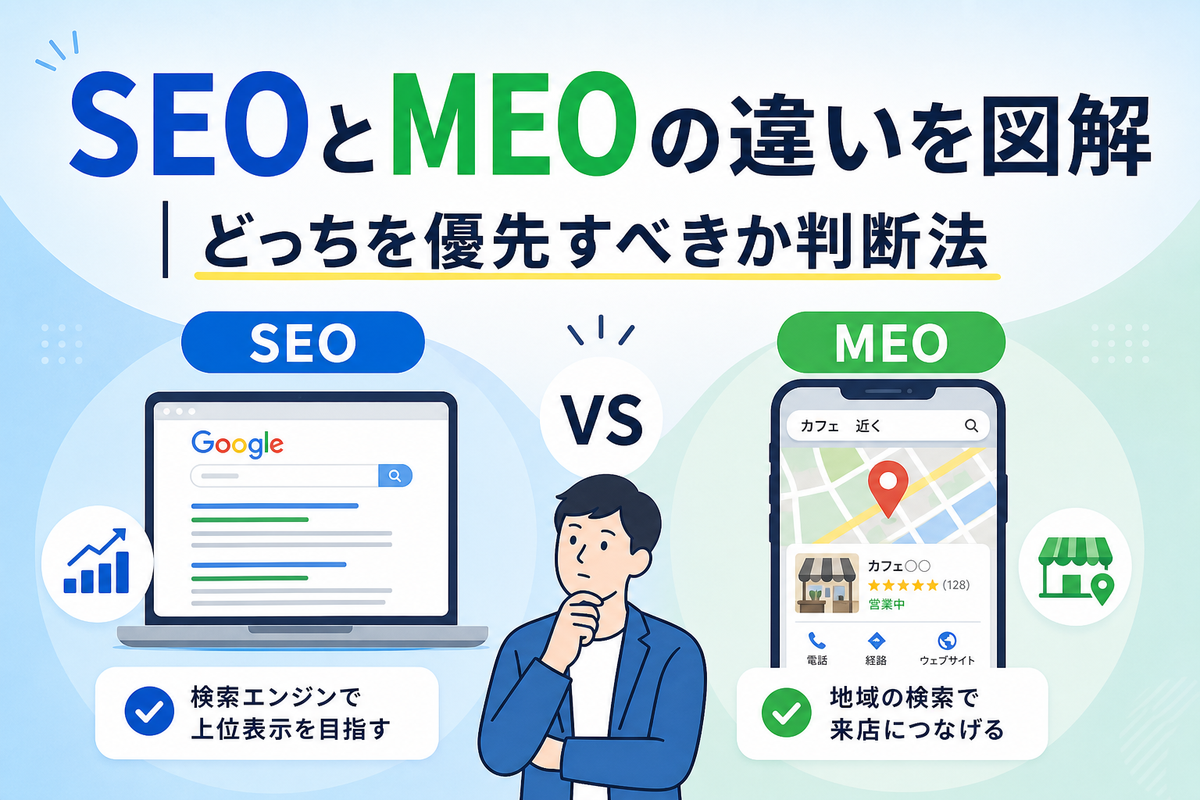 SEOとMEOの違いを図解|どっちを優先すべきか判断法
