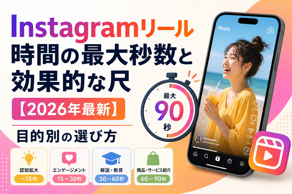 Instagramリール時間の最大秒数と効果的な尺【2026年最新】目的別の選び方